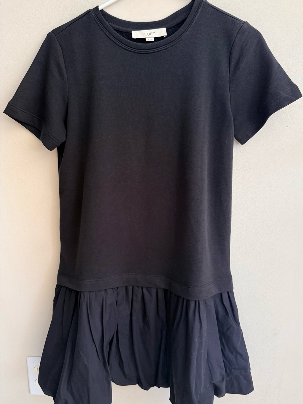 LOFT Black Short Sleeve Drop-Waist Tee Dress - Size S